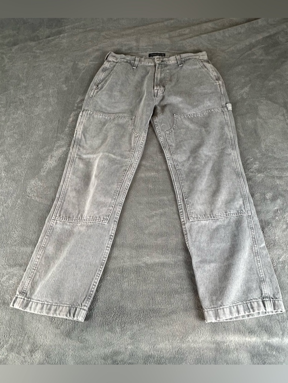 Abercrombie & Fitch Carpenter Pants Mens 33x32 Gray Baggy Workwear Utility